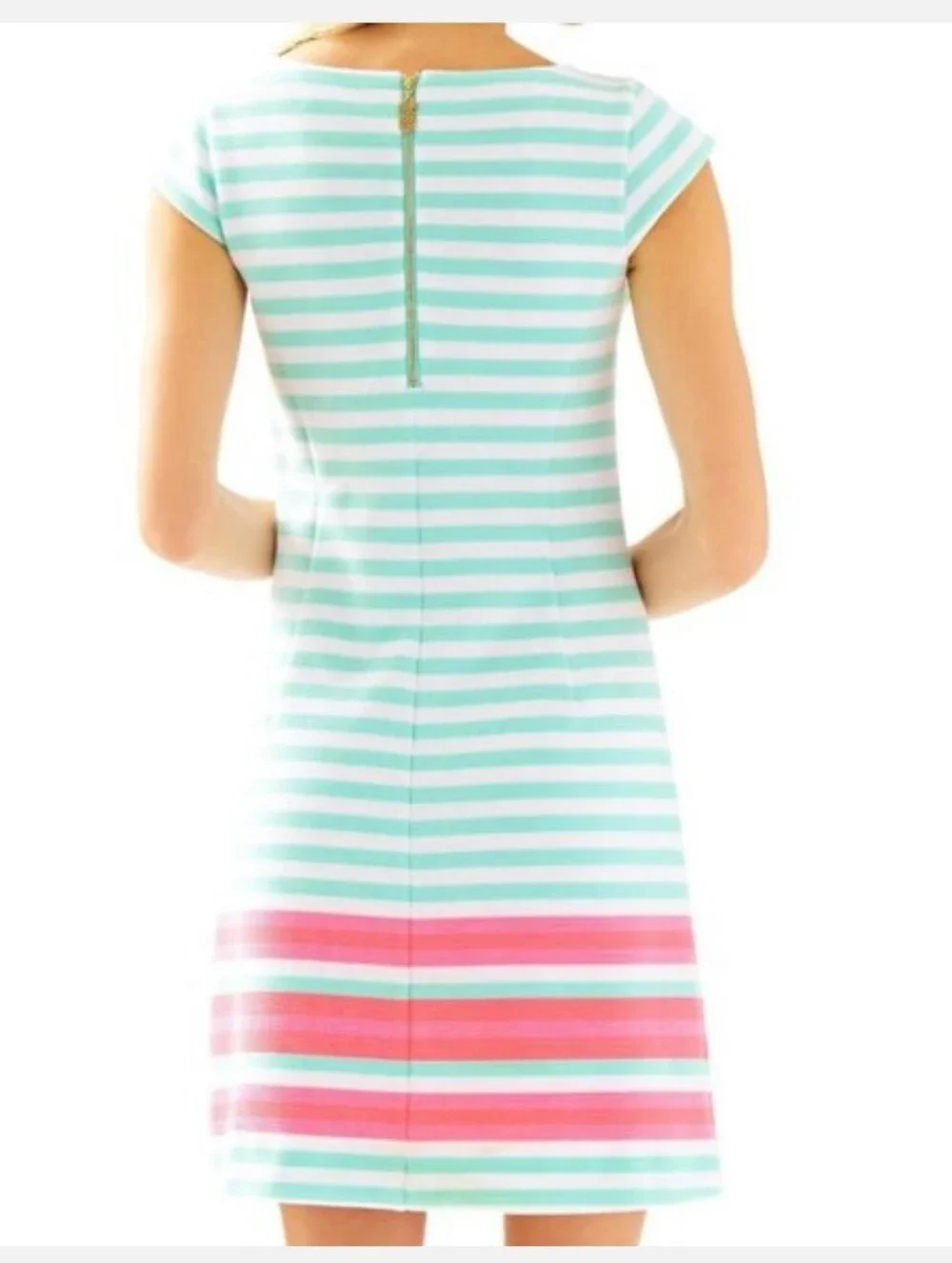Lilly Pulitzer Lana Cap-Sleeve Engineer-Striped Dress Size Large